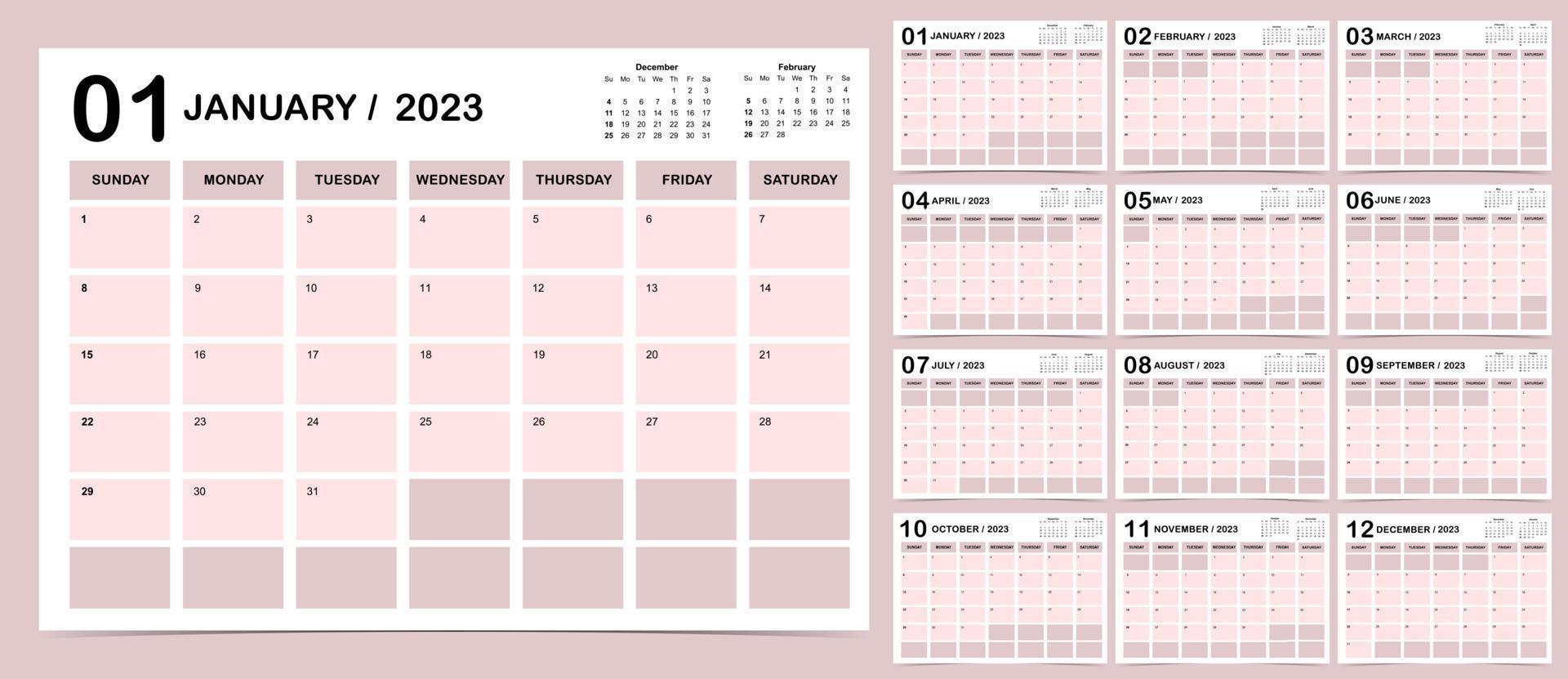La settimana del calendario da tavolo 2023 inizia la domenica con colori  che utilizzano per il digitale verticale e stampabile 9571630 Arte  vettoriale a Vecteezy