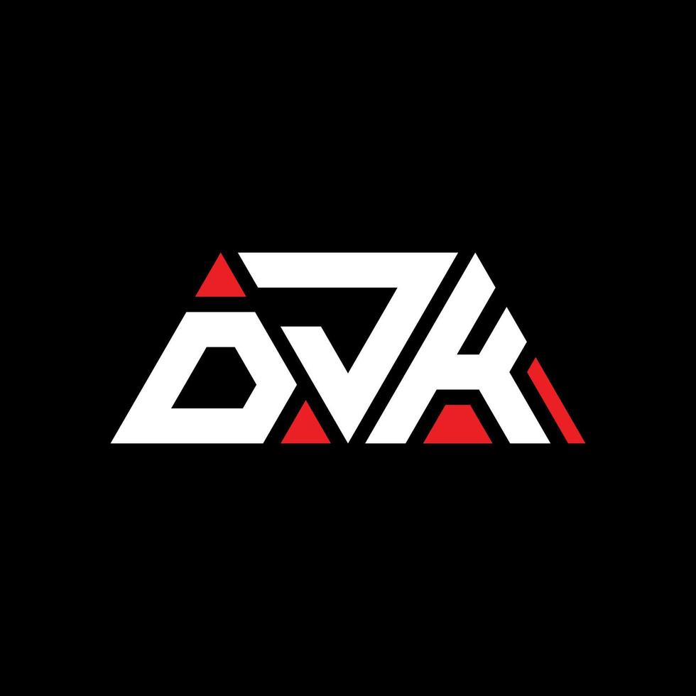 design del logo della lettera triangolo djk con forma triangolare. monogramma di design del logo triangolo djk. modello di logo vettoriale triangolo djk con colore rosso. djk logo triangolare logo semplice, elegante e lussuoso. djk