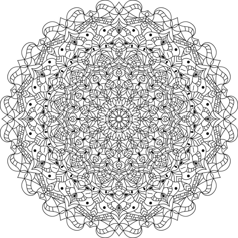 mandala di doodle disegnato a mano di vettore. tatuaggio, decorazione, henné, pagina del libro da colorare. vettore