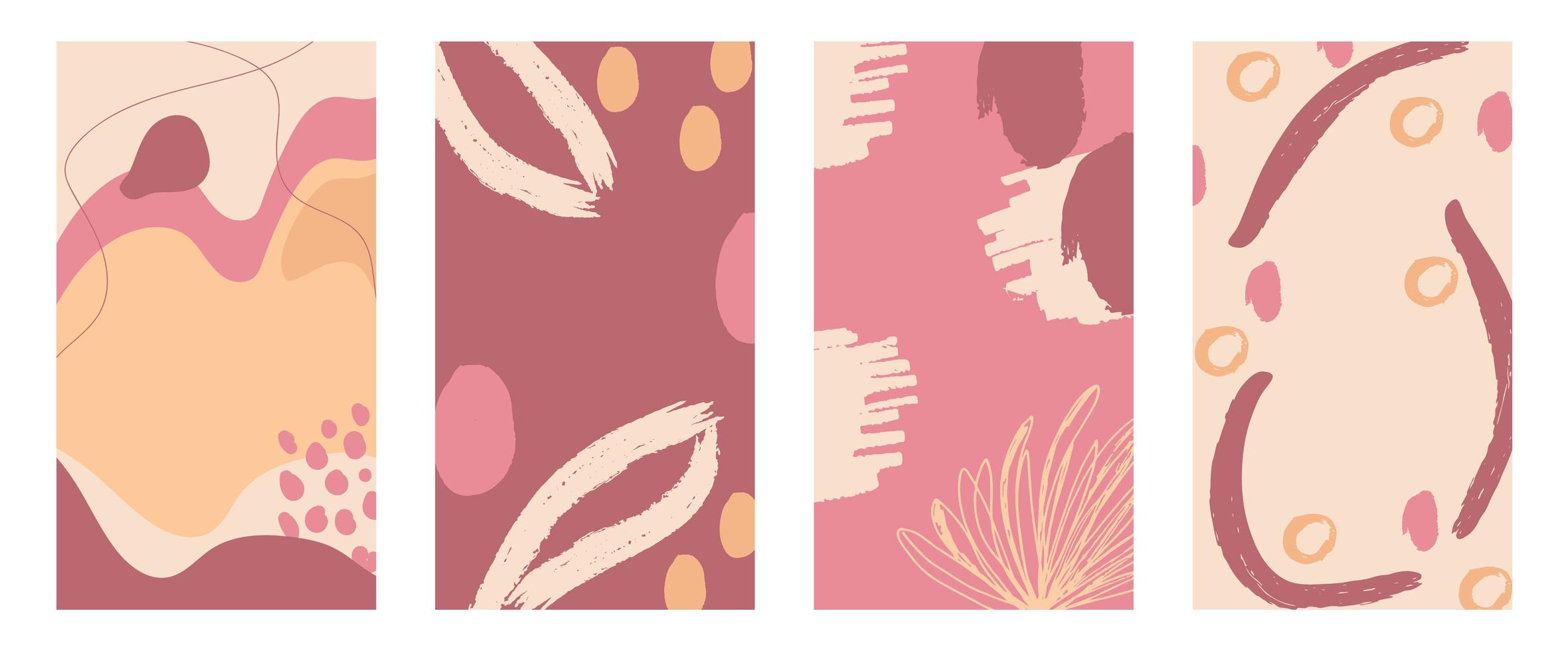 collezione di copertine astratte pennellate rosa e beige vettore