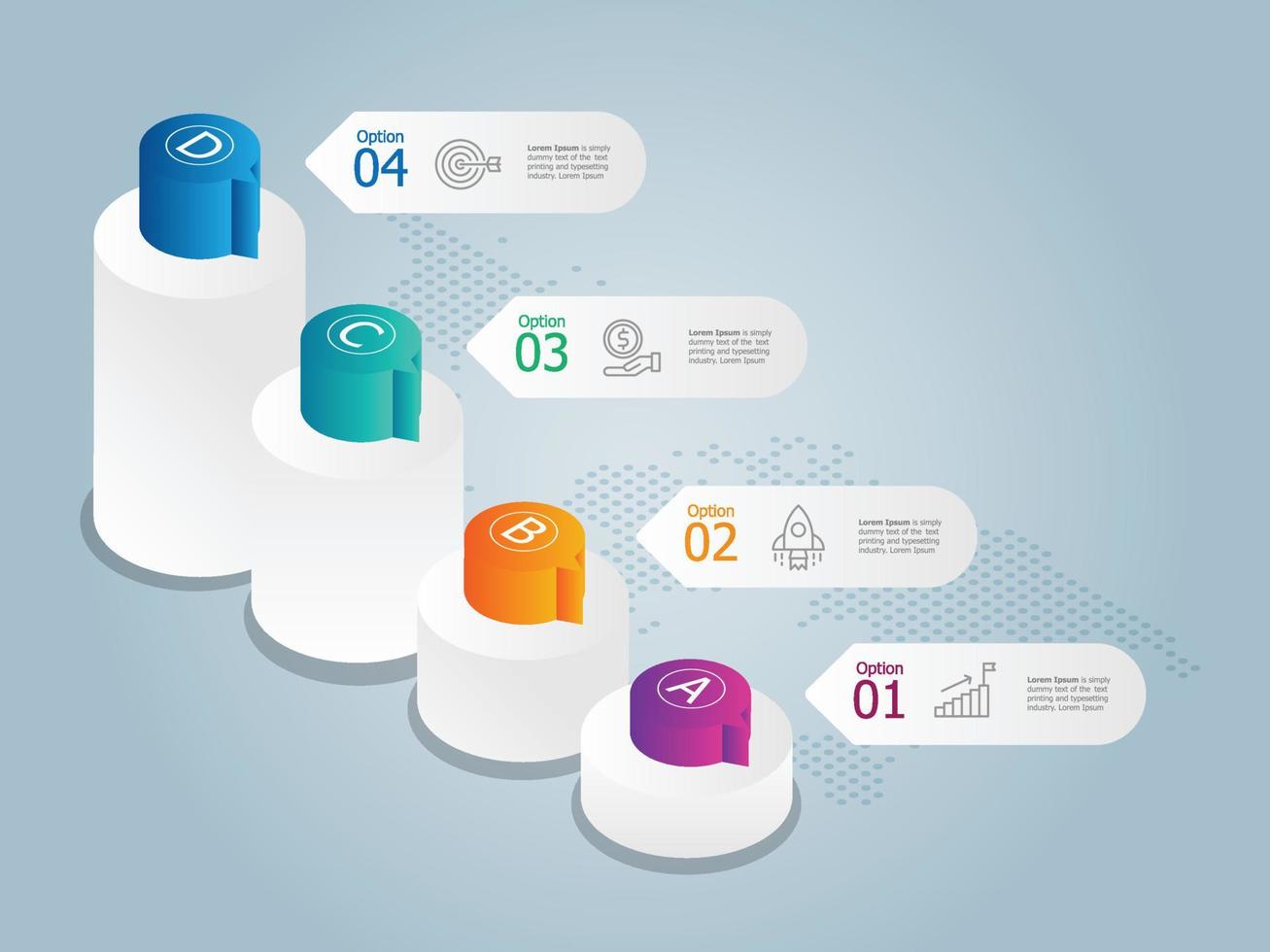 elemento di presentazione della sequenza temporale di infografica isometrica vettore