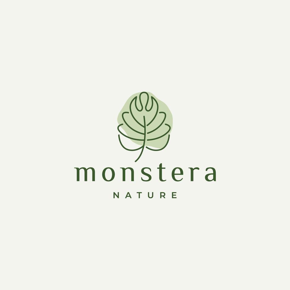 illustrazione vettoriale piatta del modello di progettazione dell'icona del logo della natura della foglia di monstera