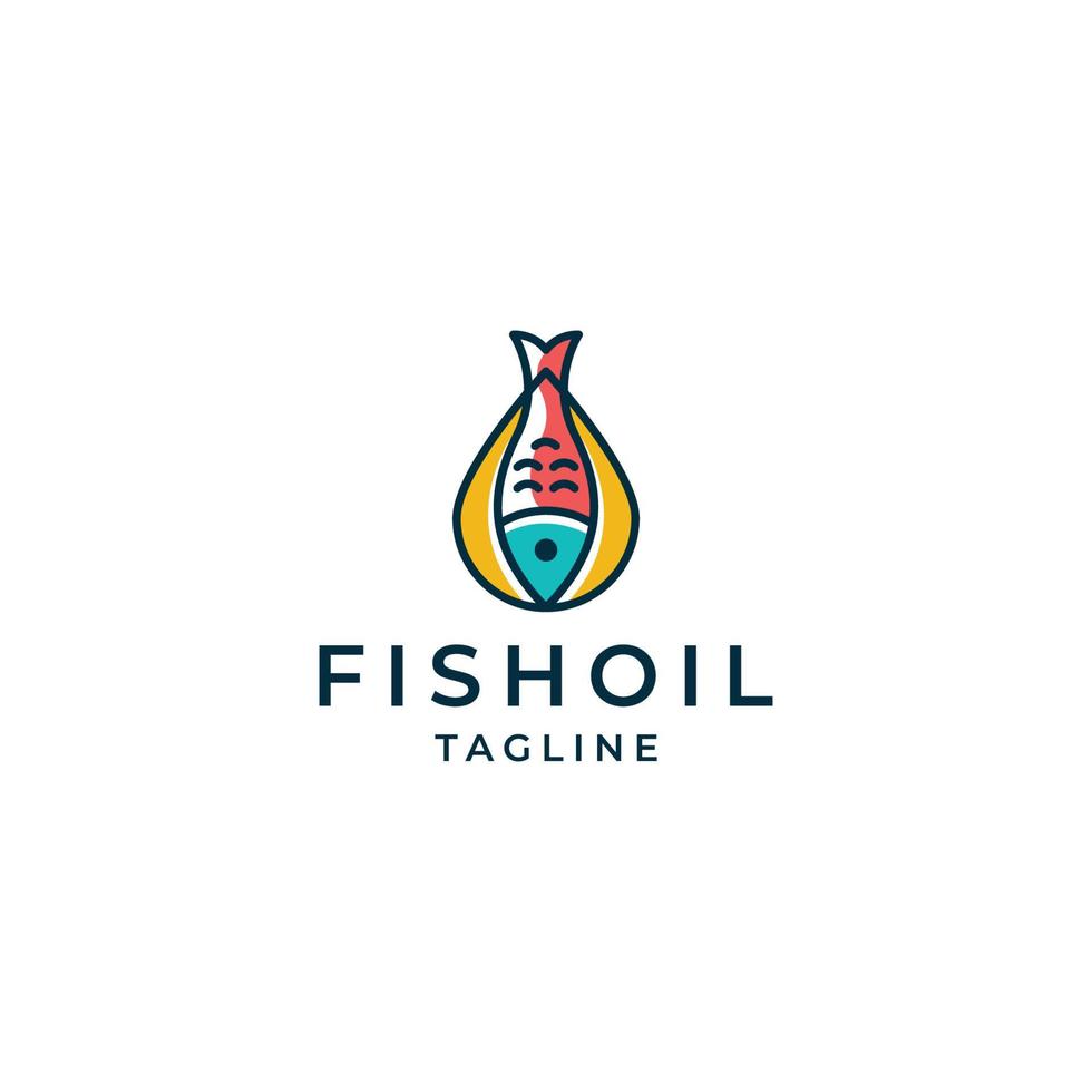 illustrazione vettoriale piatta del modello di progettazione dell'icona del logo dell'olio di pesce