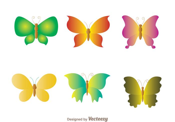 Set di icone di farfalla vettore