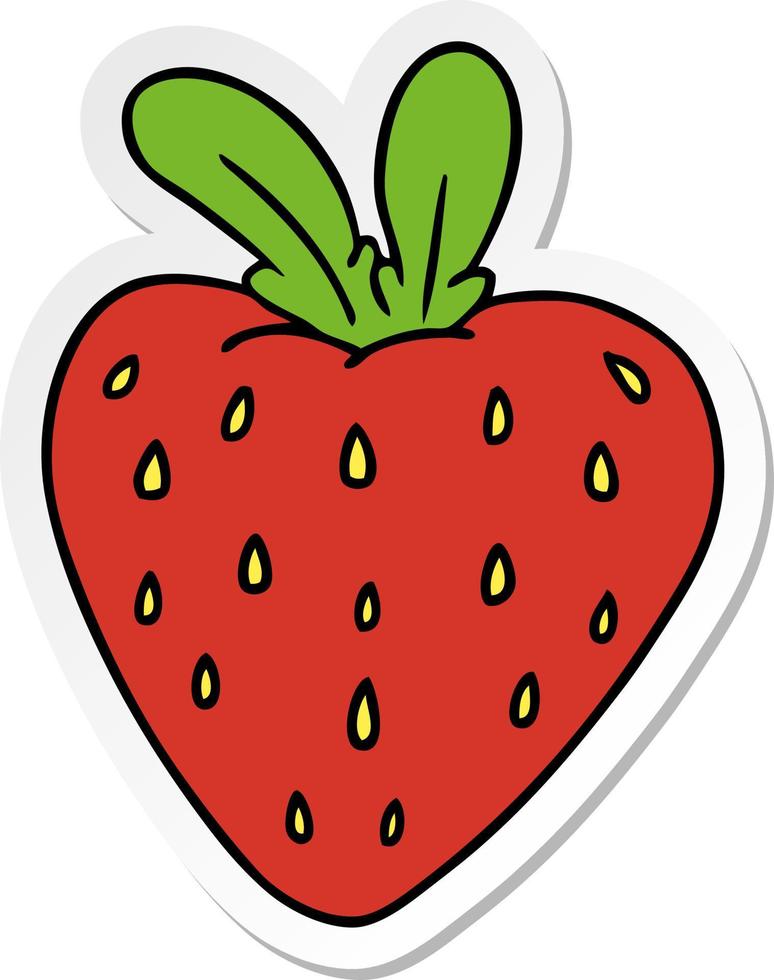 adesivo cartone animato doodle di una fragola fresca vettore