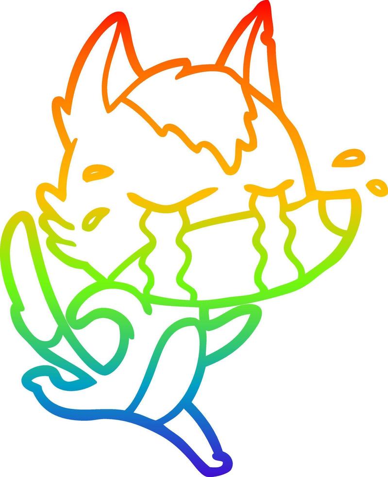 arcobaleno gradiente linea disegno cartone animato lupo piangente vettore