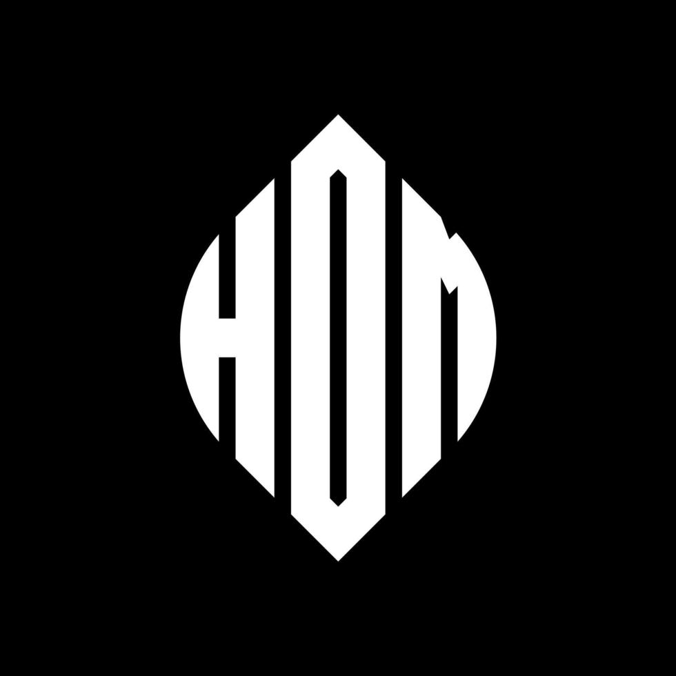 design del logo della lettera del cerchio hdm con forma circolare ed ellittica. lettere ellittiche hdm con stile tipografico. le tre iniziali formano un logo circolare. vettore del segno della lettera del monogramma astratto dell'emblema del cerchio di hdm.