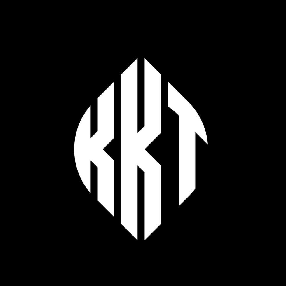 design del logo della lettera del cerchio kkt con forma circolare ed ellittica. kkt lettere ellittiche con stile tipografico. le tre iniziali formano un logo circolare. kkt cerchio emblema astratto monogramma lettera marchio vettore. vettore