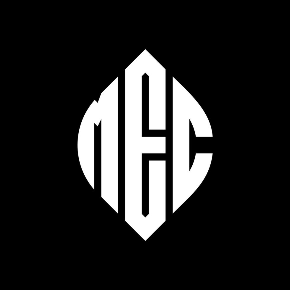 mec circle letter logo design con forma circolare ed ellittica. lettere ellittiche mec con stile tipografico. le tre iniziali formano un logo circolare. mec cerchio emblema astratto monogramma lettera marchio vettore. vettore