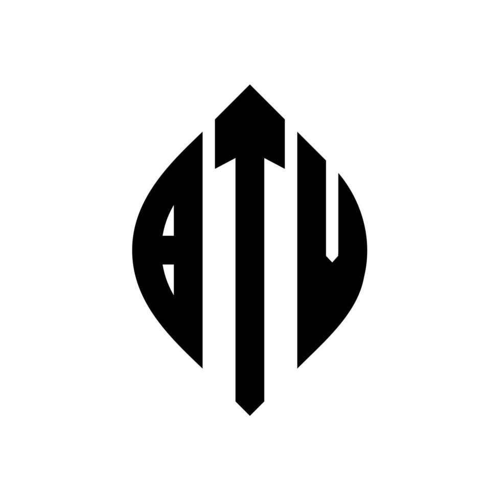 design del logo della lettera del cerchio btv con forma circolare ed ellittica. btv lettere ellittiche con stile tipografico. le tre iniziali formano un logo circolare. btv cerchio emblema astratto monogramma lettera marchio vettore. vettore