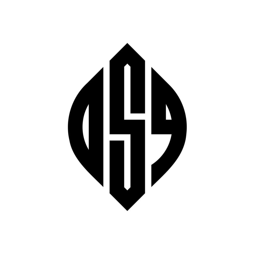 design del logo della lettera del cerchio dsq con forma circolare ed ellittica. dsq lettere ellittiche con stile tipografico. le tre iniziali formano un logo circolare. dsq cerchio emblema astratto monogramma lettera marchio vettore. vettore