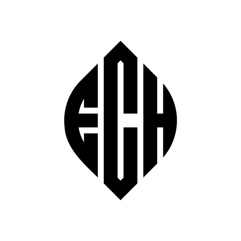 ech design del logo della lettera del cerchio con forma circolare ed ellittica. ech lettere ellittiche con stile tipografico. le tre iniziali formano un logo circolare. ech cerchio emblema astratto monogramma lettera marchio vettore. vettore