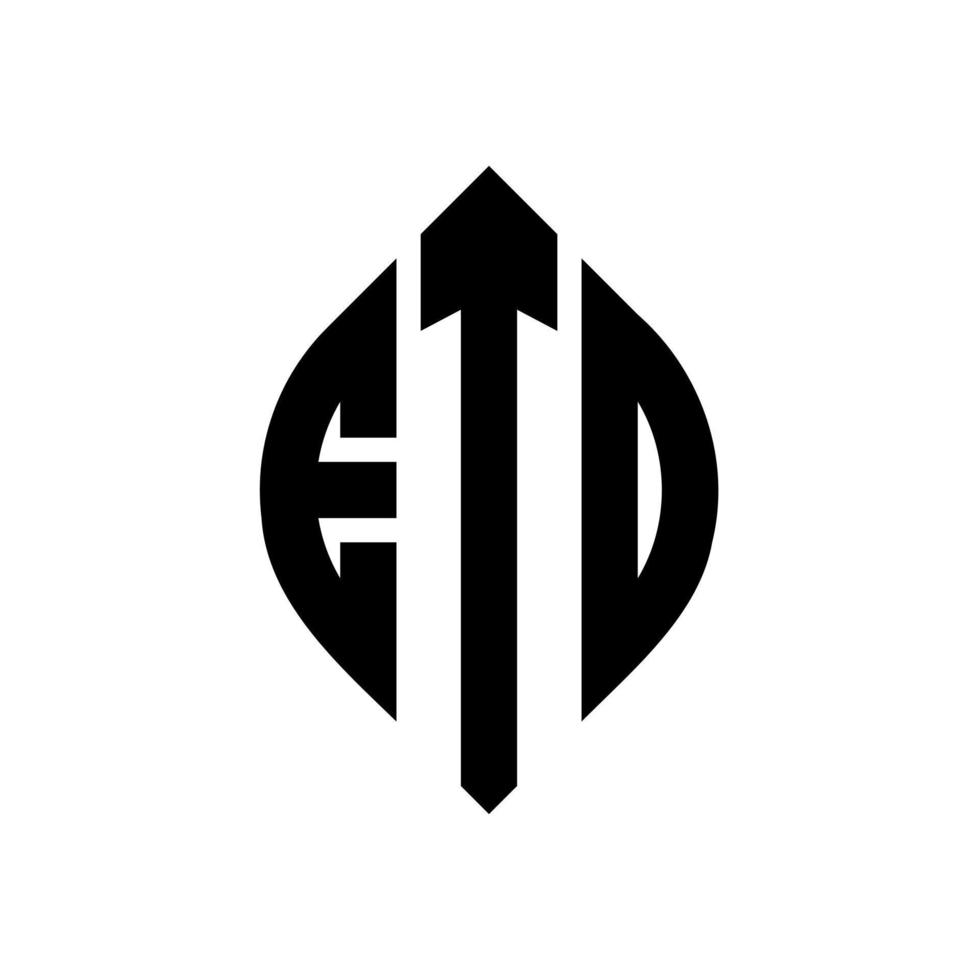 etd design del logo della lettera del cerchio con forma circolare ed ellittica. etd lettere ellittiche con stile tipografico. le tre iniziali formano un logo circolare. etd cerchio emblema astratto monogramma lettera marchio vettore. vettore