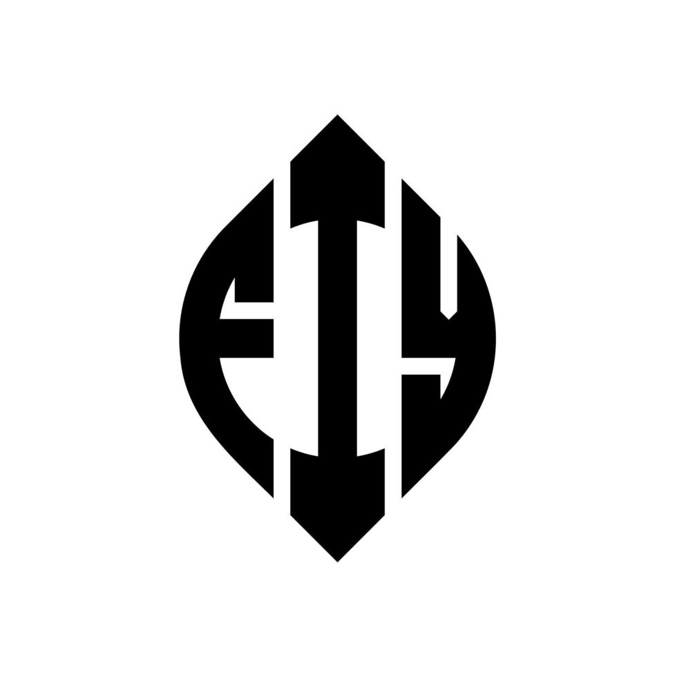 design del logo della lettera del cerchio fiy con forma circolare ed ellittica. fiy lettere ellittiche con stile tipografico. le tre iniziali formano un logo circolare. fiy cerchio emblema astratto monogramma lettera marchio vettore. vettore