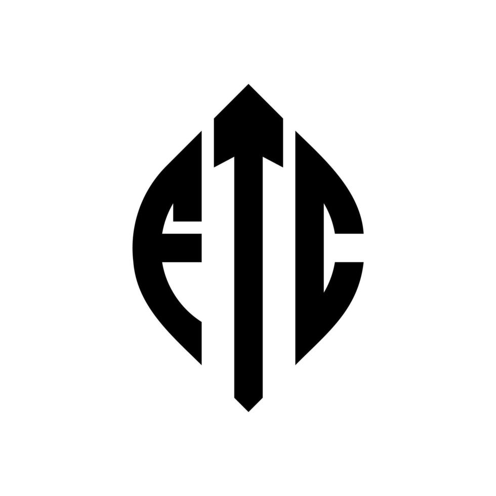 design del logo della lettera del cerchio ftc con forma circolare ed ellittica. lettere ellittiche ftc con stile tipografico. le tre iniziali formano un logo circolare. ftc cerchio emblema astratto monogramma lettera marchio vettore. vettore