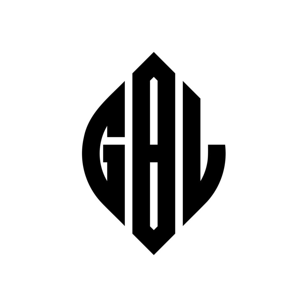 design del logo della lettera del cerchio gbl con forma circolare ed ellittica. gbl lettere ellittiche con stile tipografico. le tre iniziali formano un logo circolare. gbl cerchio emblema astratto monogramma lettera marchio vettore. vettore