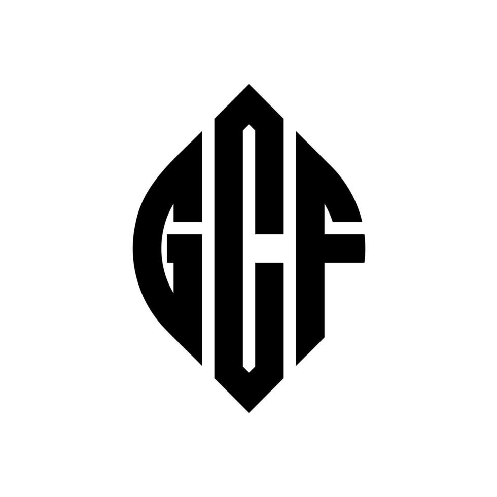design del logo della lettera del cerchio gcf con forma circolare ed ellittica. gcf lettere ellittiche con stile tipografico. le tre iniziali formano un logo circolare. gcf cerchio emblema astratto monogramma lettera marchio vettore. vettore