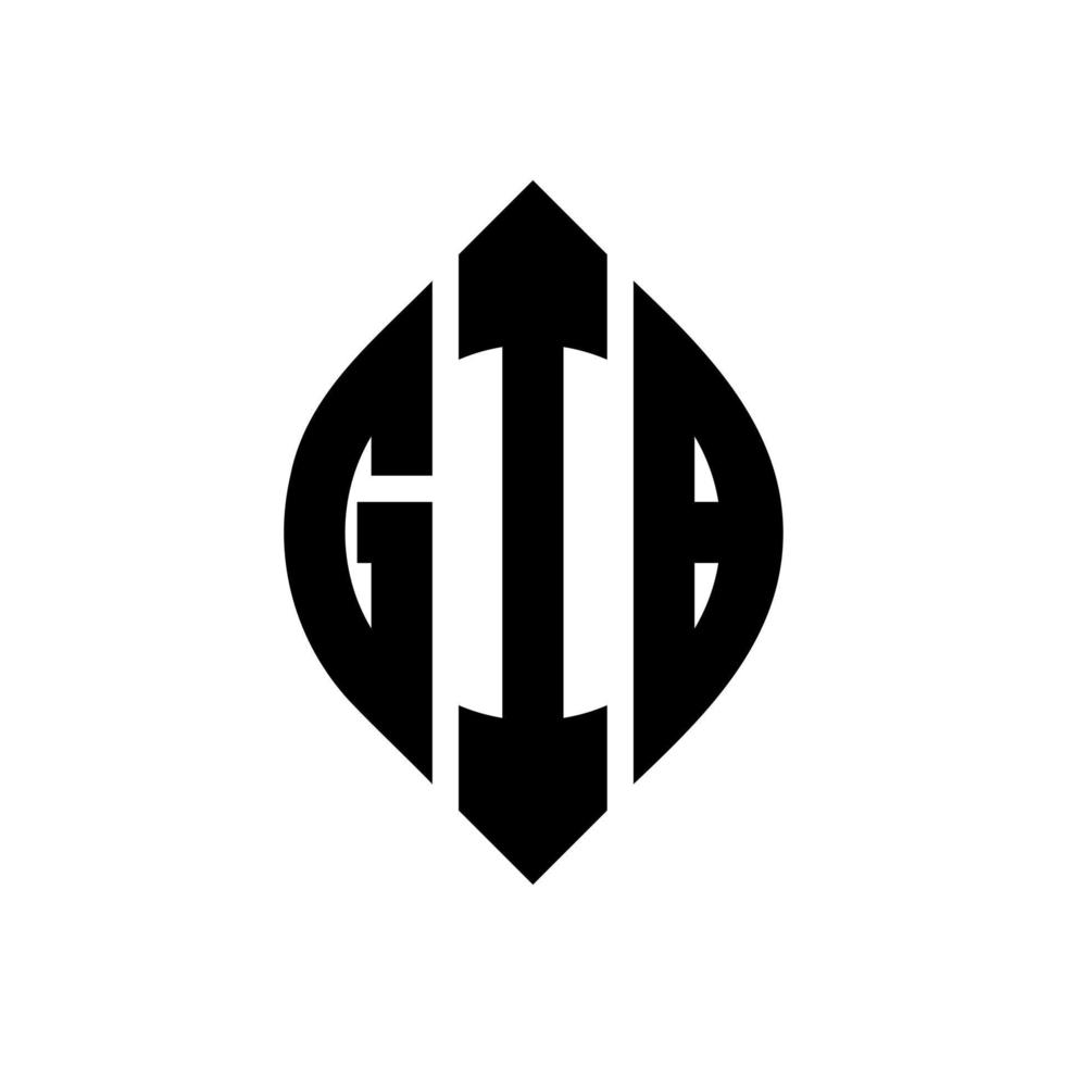 design del logo della lettera del cerchio gib con forma circolare ed ellittica. lettere ellittiche gib con stile tipografico. le tre iniziali formano un logo circolare. gib cerchio emblema astratto monogramma lettera marchio vettore. vettore
