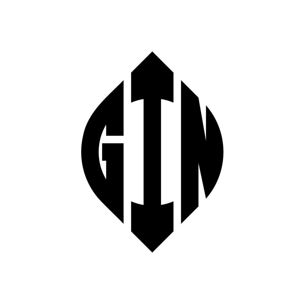 design del logo della lettera del cerchio di gin con forma circolare ed ellittica. gin lettere ellittiche con stile tipografico. le tre iniziali formano un logo circolare. gin cerchio emblema astratto monogramma lettera marchio vettore. vettore