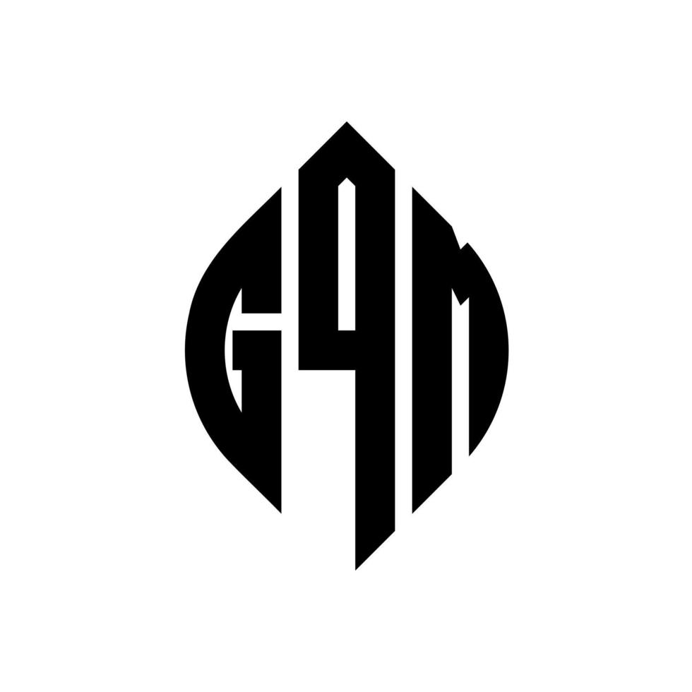 design del logo della lettera del cerchio gqm con forma circolare ed ellittica. lettere ellittiche gqm con stile tipografico. le tre iniziali formano un logo circolare. gqm cerchio emblema astratto monogramma lettera marchio vettore. vettore