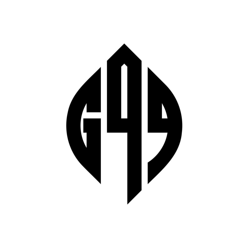 design del logo della lettera del cerchio gqq con forma circolare ed ellittica. gqq lettere ellittiche con stile tipografico. le tre iniziali formano un logo circolare. gqq cerchio emblema astratto monogramma lettera marchio vettore. vettore