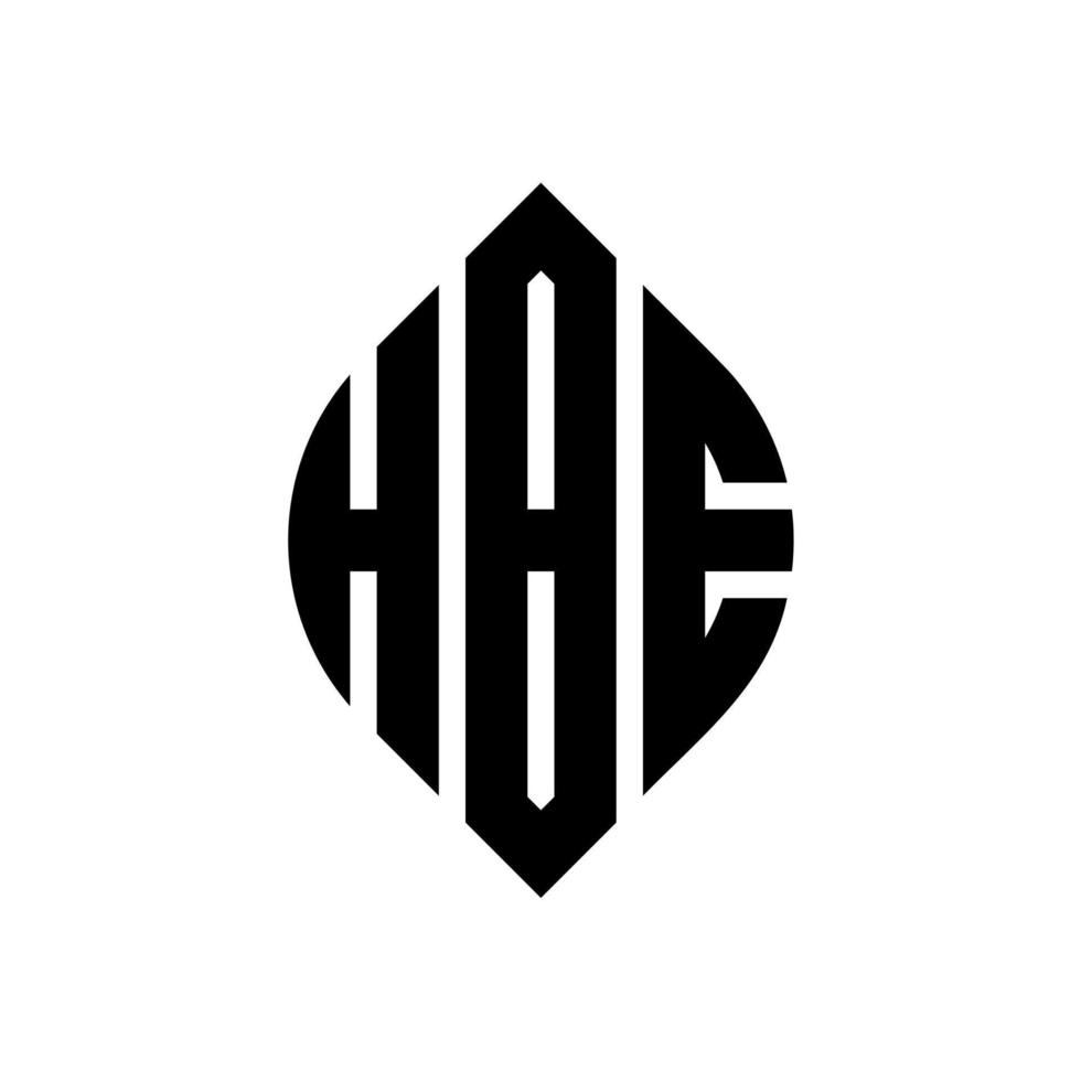 design del logo della lettera del cerchio hbe con forma circolare ed ellittica. hbe lettere ellittiche con stile tipografico. le tre iniziali formano un logo circolare. hbe cerchio emblema astratto monogramma lettera marchio vettore. vettore