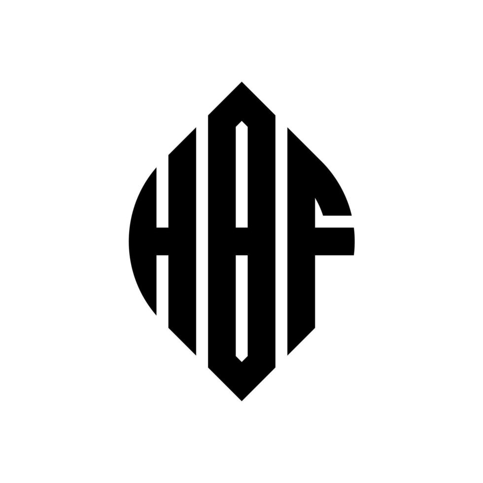 design del logo della lettera del cerchio hbf con forma circolare ed ellittica. lettere ellittiche hbf con stile tipografico. le tre iniziali formano un logo circolare. vettore del segno della lettera del monogramma astratto dell'emblema del cerchio hbf.