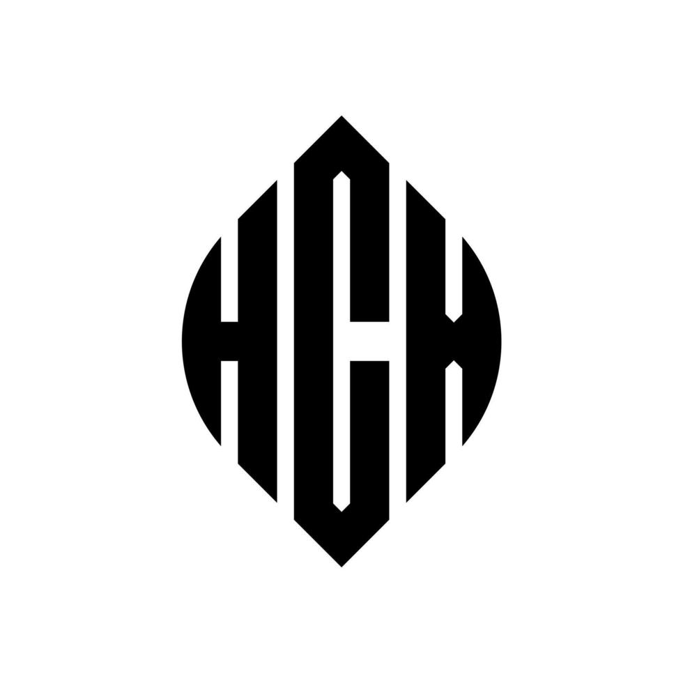 design del logo della lettera del cerchio hcx con forma circolare ed ellittica. lettere ellittiche hcx con stile tipografico. le tre iniziali formano un logo circolare. vettore del segno della lettera del monogramma astratto dell'emblema del cerchio hcx.