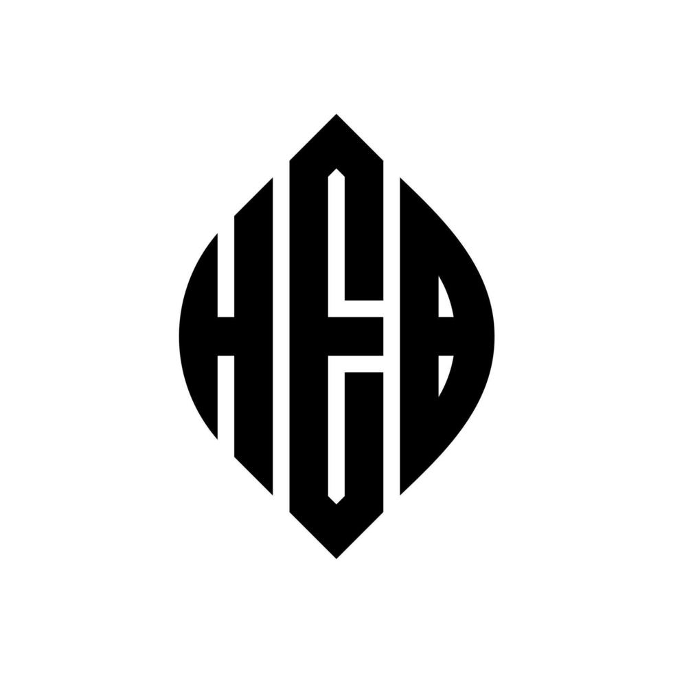 design del logo della lettera del cerchio heb con forma circolare ed ellittica. lettere ellittiche heb con stile tipografico. le tre iniziali formano un logo circolare. heb cerchio emblema astratto monogramma lettera marchio vettore. vettore