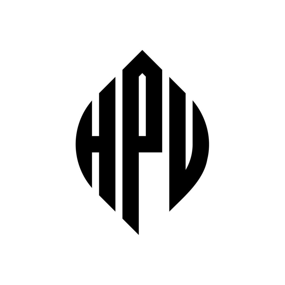 design del logo della lettera del cerchio hpu con forma circolare ed ellittica. lettere ellittiche hpu con stile tipografico. le tre iniziali formano un logo circolare. hpu cerchio emblema astratto monogramma lettera marchio vettore. vettore