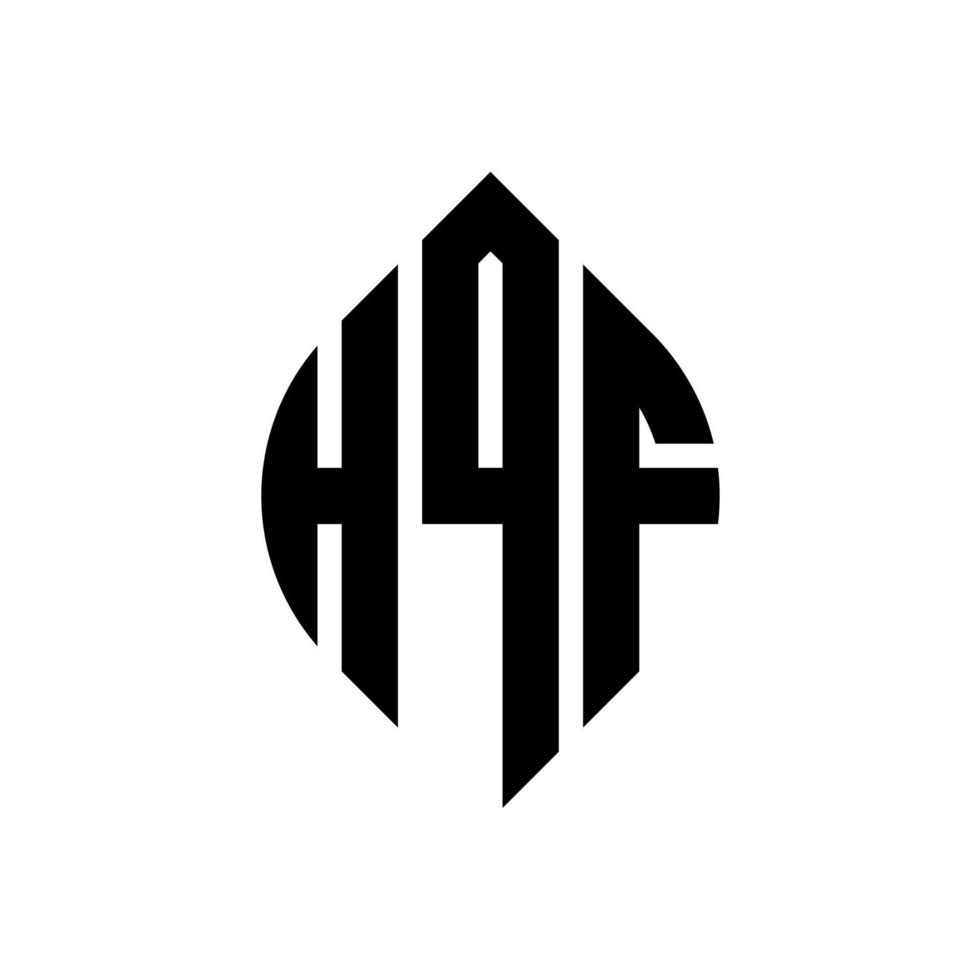 design del logo della lettera del cerchio hqf con forma circolare ed ellittica. lettere ellittiche hqf con stile tipografico. le tre iniziali formano un logo circolare. hqf cerchio emblema astratto monogramma lettera marchio vettore. vettore
