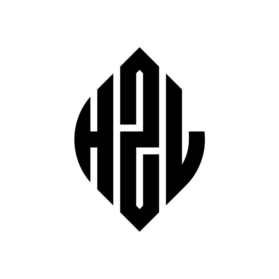 design del logo della lettera circolare hzl con forma circolare ed ellittica. lettere ellittiche hzl con stile tipografico. le tre iniziali formano un logo circolare. vettore del segno della lettera del monogramma astratto dell'emblema del cerchio hzl.
