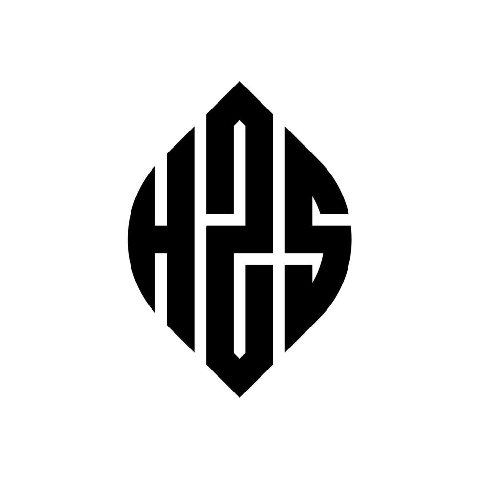 design del logo della lettera del cerchio hzs con forma circolare ed ellittica. lettere ellittiche hzs con stile tipografico. le tre iniziali formano un logo circolare. hzs cerchio emblema astratto monogramma lettera marchio vettore. vettore