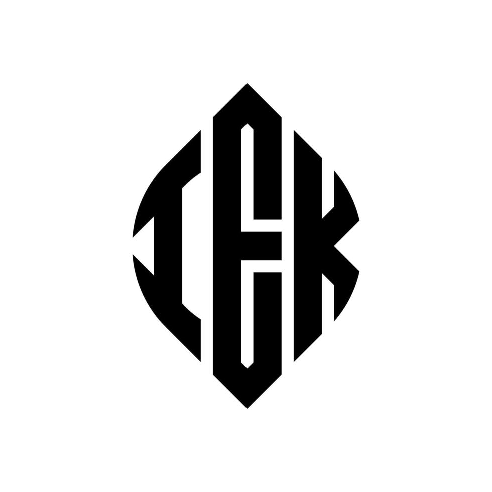 design del logo della lettera del cerchio iek con forma circolare ed ellittica. iek lettere ellittiche con stile tipografico. le tre iniziali formano un logo circolare. iek cerchio emblema astratto monogramma lettera marchio vettore. vettore
