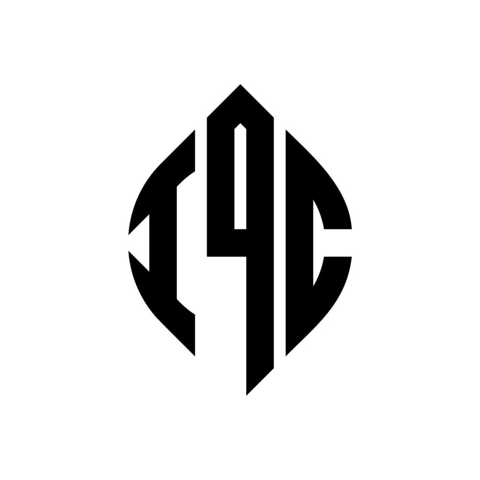 design del logo della lettera del cerchio iqc con forma circolare ed ellittica. lettere ellittiche iqc con stile tipografico. le tre iniziali formano un logo circolare. iqc cerchio emblema astratto monogramma lettera marchio vettore. vettore