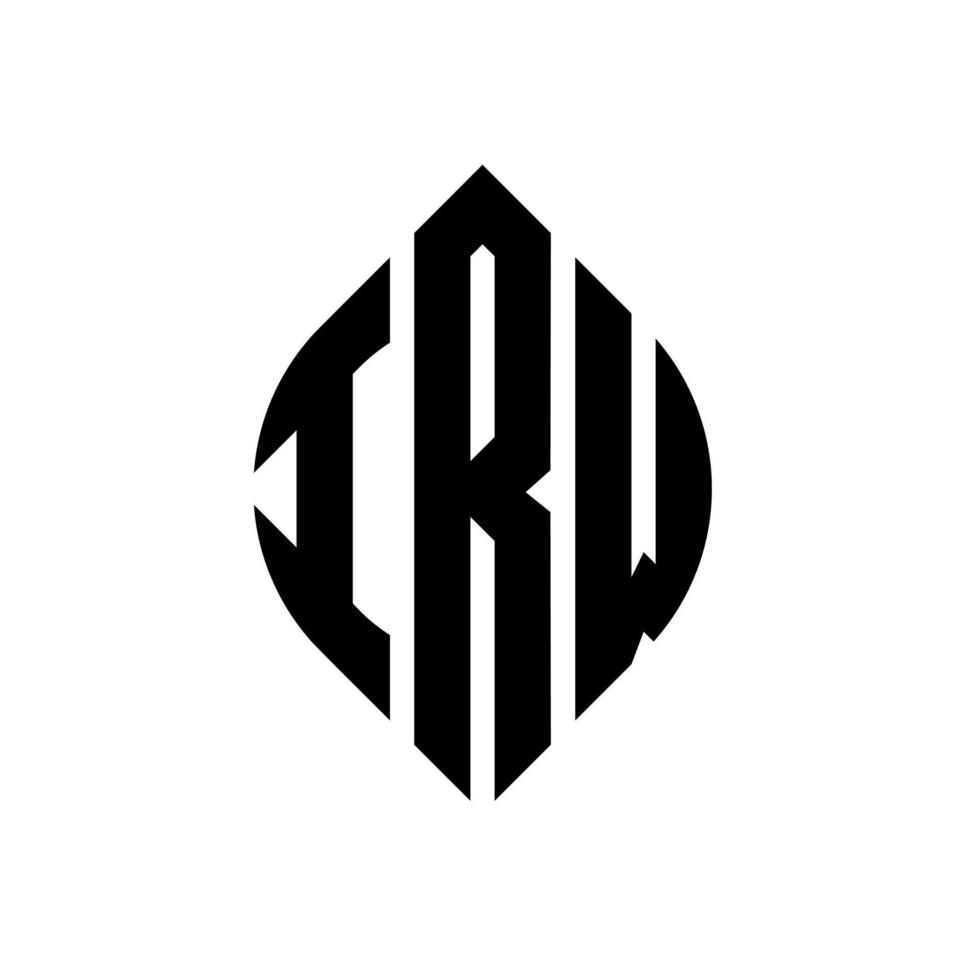 design del logo della lettera del cerchio irw con forma circolare ed ellittica. irw lettere ellittiche con stile tipografico. le tre iniziali formano un logo circolare. irw cerchio emblema astratto monogramma lettera marchio vettore. vettore