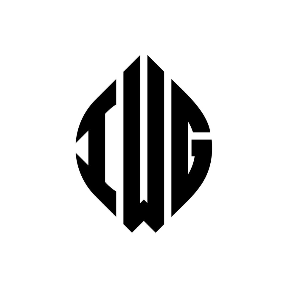 design del logo della lettera del cerchio iwg con forma circolare ed ellittica. iwg lettere ellittiche con stile tipografico. le tre iniziali formano un logo circolare. iwg cerchio emblema astratto monogramma lettera marchio vettore. vettore