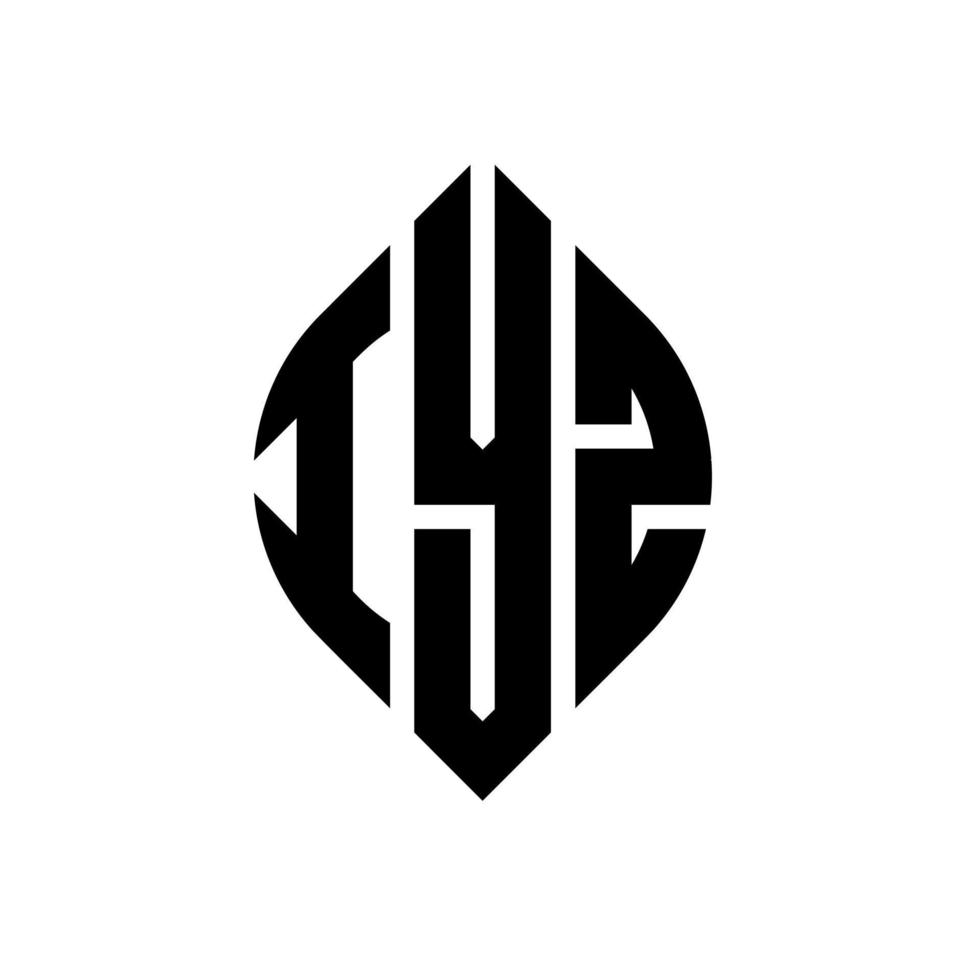 design del logo della lettera del cerchio iyz con forma circolare ed ellittica. lettere di ellisse iyz con stile tipografico. le tre iniziali formano un logo circolare. iyz cerchio emblema astratto monogramma lettera marchio vettore. vettore