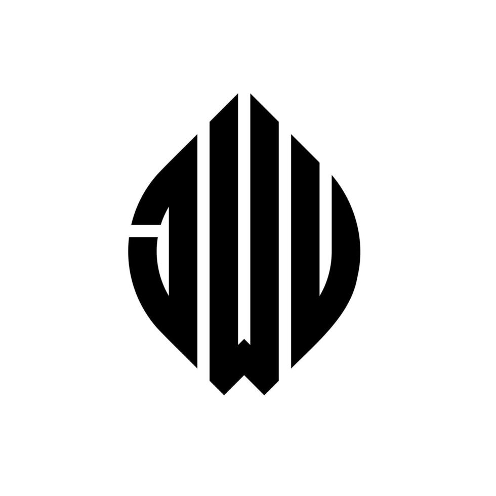 jwu circle letter logo design con forma circolare ed ellittica. jwu lettere ellittiche con stile tipografico. le tre iniziali formano un logo circolare. jwu cerchio emblema astratto monogramma lettera marchio vettore. vettore