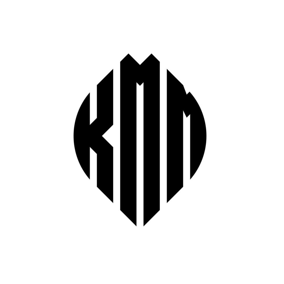 design del logo della lettera del cerchio kmm con forma circolare ed ellittica. lettere ellittiche kmm con stile tipografico. le tre iniziali formano un logo circolare. kmm cerchio emblema astratto monogramma lettera marchio vettore. vettore