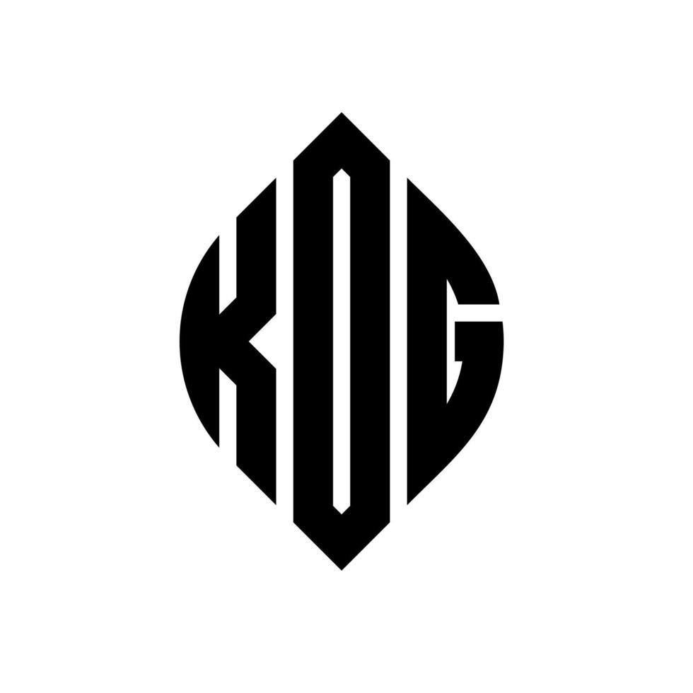 design del logo della lettera del cerchio kog con forma circolare ed ellittica. lettere di ellisse kog con stile tipografico. le tre iniziali formano un logo circolare. kog cerchio emblema astratto monogramma lettera marchio vettore. vettore