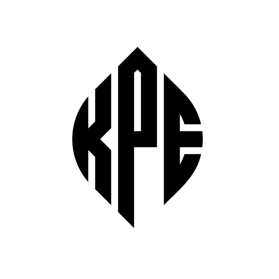 design del logo della lettera del cerchio kpe con forma circolare ed ellittica. lettere di ellisse kpe con stile tipografico. le tre iniziali formano un logo circolare. kpe cerchio emblema astratto monogramma lettera marchio vettore. vettore