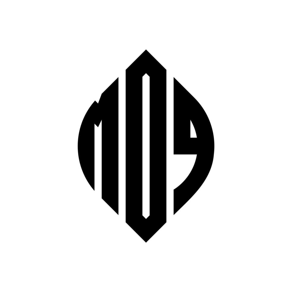 design del logo della lettera del cerchio mdq con forma circolare ed ellittica. mdq lettere ellittiche con stile tipografico. le tre iniziali formano un logo circolare. mdq cerchio emblema astratto monogramma lettera marchio vettore. vettore