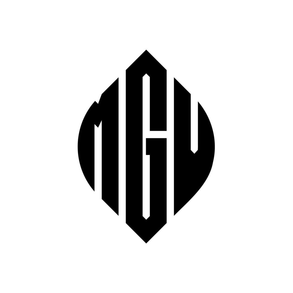 design del logo della lettera del cerchio mgv con forma circolare ed ellittica. mgv lettere ellittiche con stile tipografico. le tre iniziali formano un logo circolare. mgv cerchio emblema astratto monogramma lettera marchio vettore. vettore