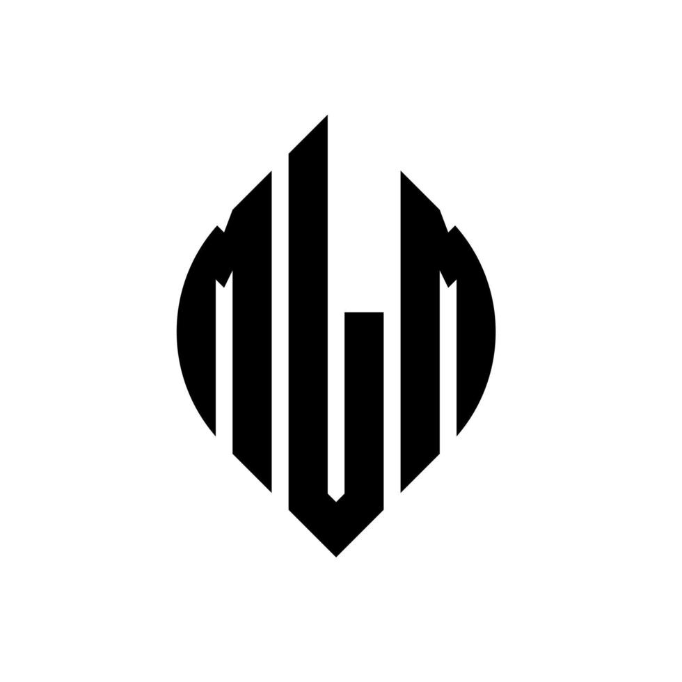 design del logo della lettera del cerchio mlm con forma circolare ed ellittica. lettere ellittiche mlm con stile tipografico. le tre iniziali formano un logo circolare. vettore del segno della lettera del monogramma astratto dell'emblema del cerchio di mlm.
