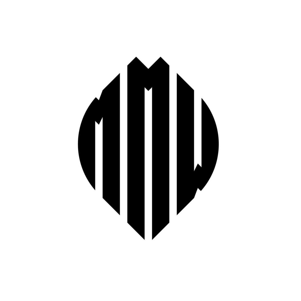design del logo della lettera del cerchio mmw con forma circolare ed ellittica. lettere ellittiche mmw con stile tipografico. le tre iniziali formano un logo circolare. mmw cerchio emblema astratto monogramma lettera marchio vettore. vettore
