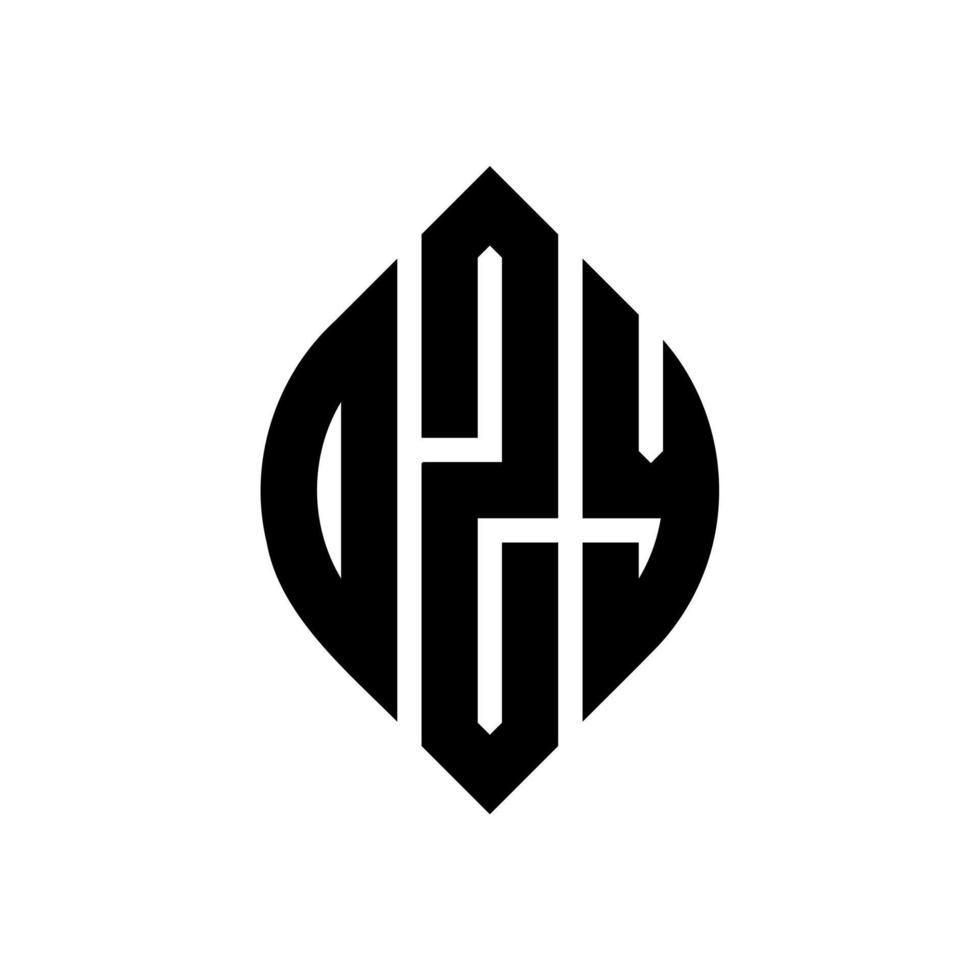 design del logo della lettera del cerchio ozy con forma circolare ed ellittica. lettere ellittiche ozy con stile tipografico. le tre iniziali formano un logo circolare. vettore del segno della lettera del monogramma astratto dell'emblema del cerchio ozy.