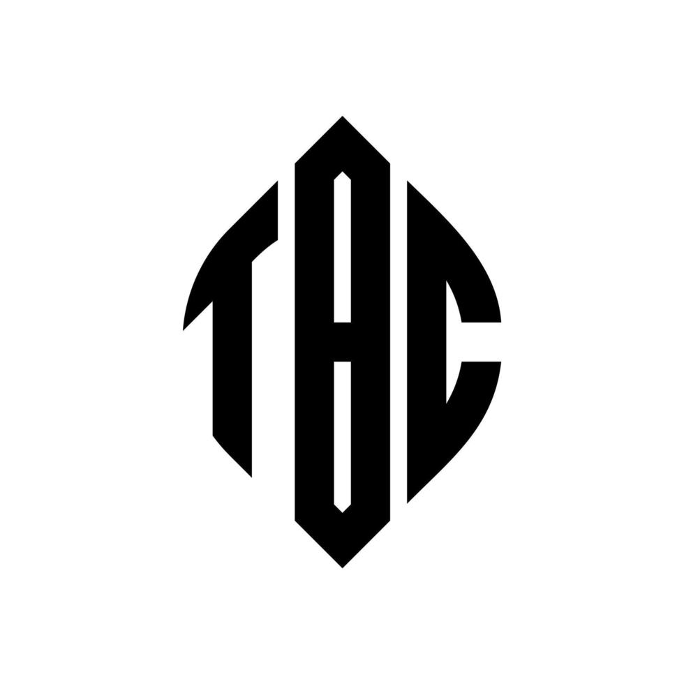 design del logo della lettera del cerchio tbc con forma circolare ed ellittica. tbc lettere ellittiche con stile tipografico. le tre iniziali formano un logo circolare. tbc cerchio emblema astratto monogramma lettera marchio vettore. vettore