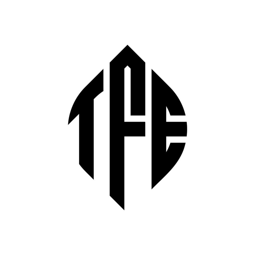 design del logo della lettera del cerchio tfe con forma circolare ed ellittica. tfe lettere ellittiche con stile tipografico. le tre iniziali formano un logo circolare. tfe cerchio emblema astratto monogramma lettera marchio vettore. vettore
