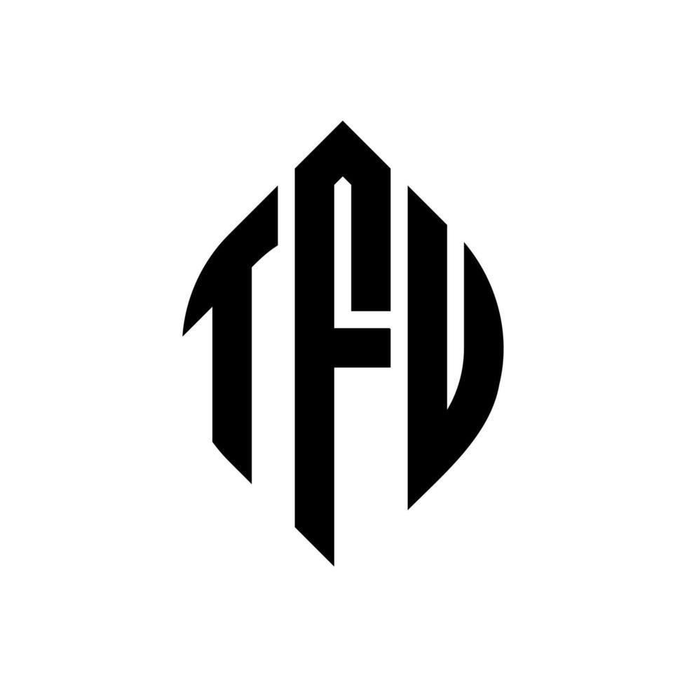 design del logo della lettera del cerchio tfu con forma circolare ed ellittica. tfu lettere ellittiche con stile tipografico. le tre iniziali formano un logo circolare. tfu cerchio emblema astratto monogramma lettera marchio vettore. vettore